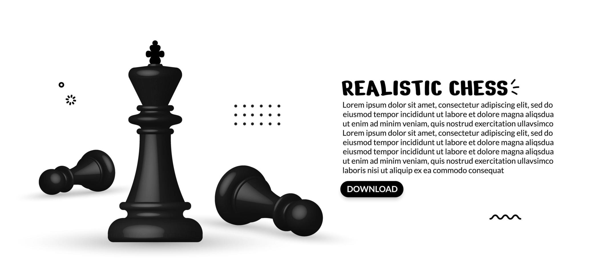 échecs 3d réalistes sur fond blanc, concept de stratégie commerciale et de gestion vecteur