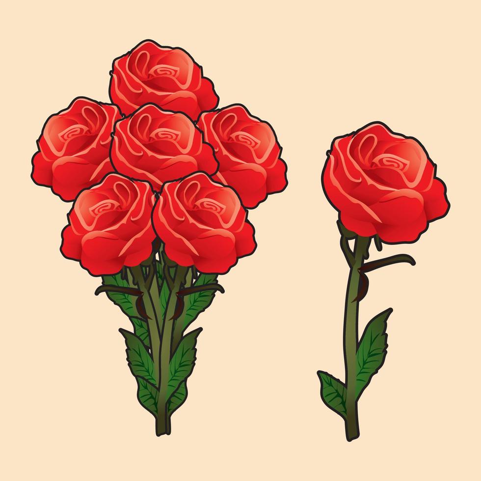 vecteur de roses rouges