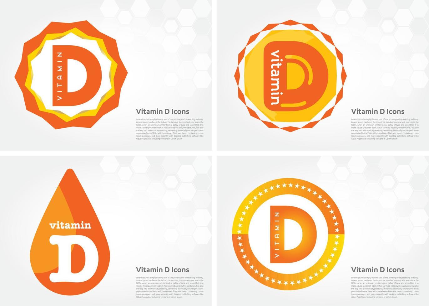 ensemble de collection de gouttes d'icônes de vitamine d, cholécalciférol. Goutte d'or goutte complexe de vitamines. médical pour l'illustration vectorielle de santé vecteur