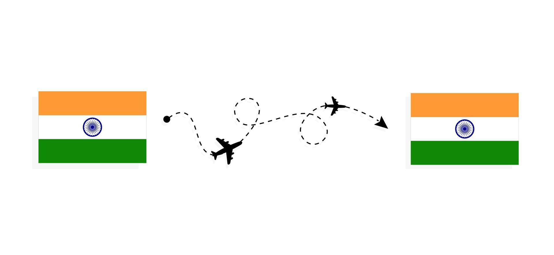 vol et voyage de l'inde à l'inde par concept de voyage en avion de passagers vecteur