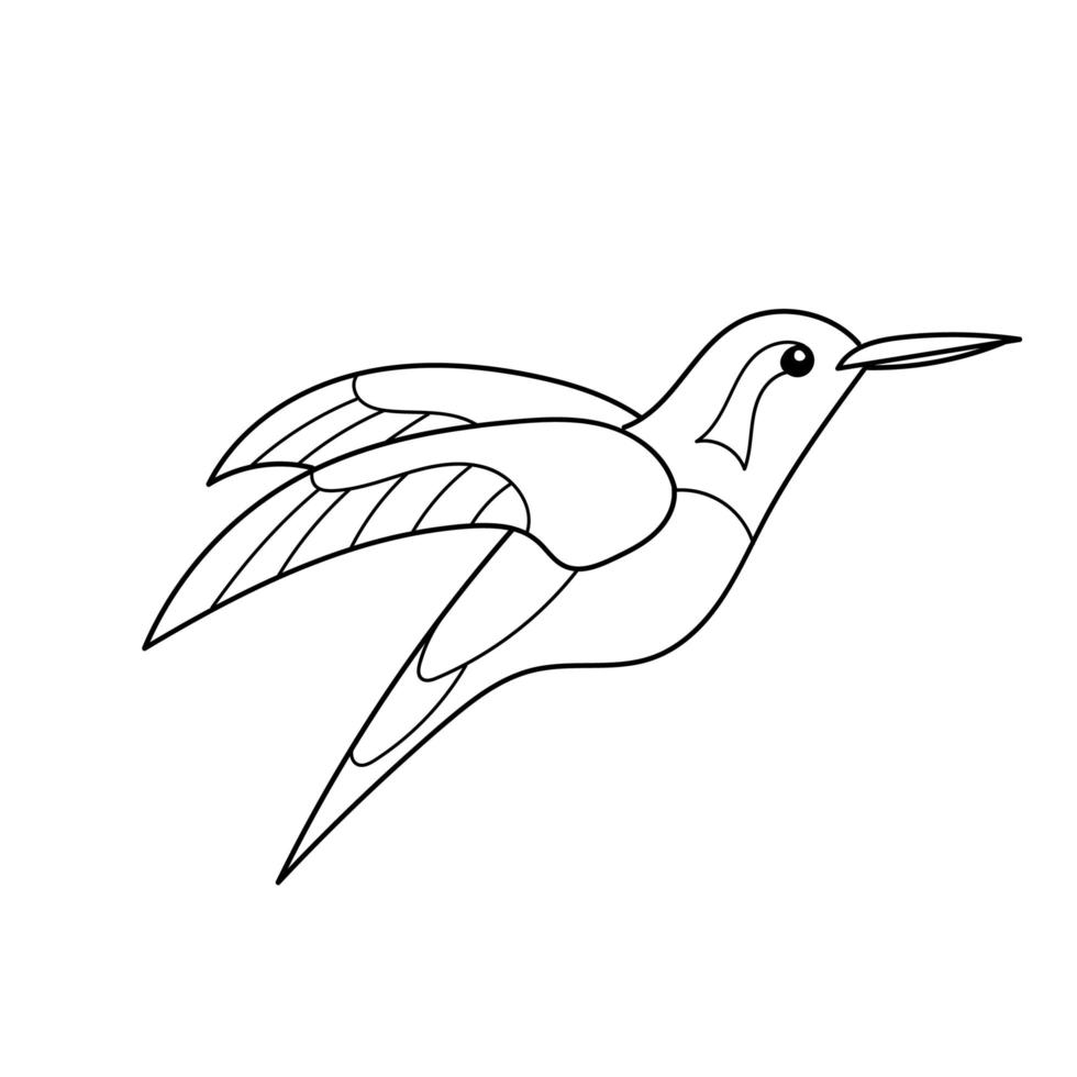 coloriage simple. avec un drôle de petit colibri. jeu éducatif pour enfants vecteur