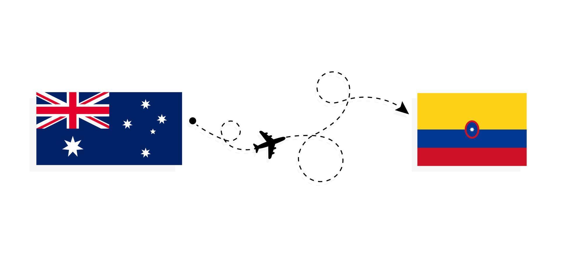 vol et voyage d'australie à colombie par concept de voyage en avion de passagers vecteur