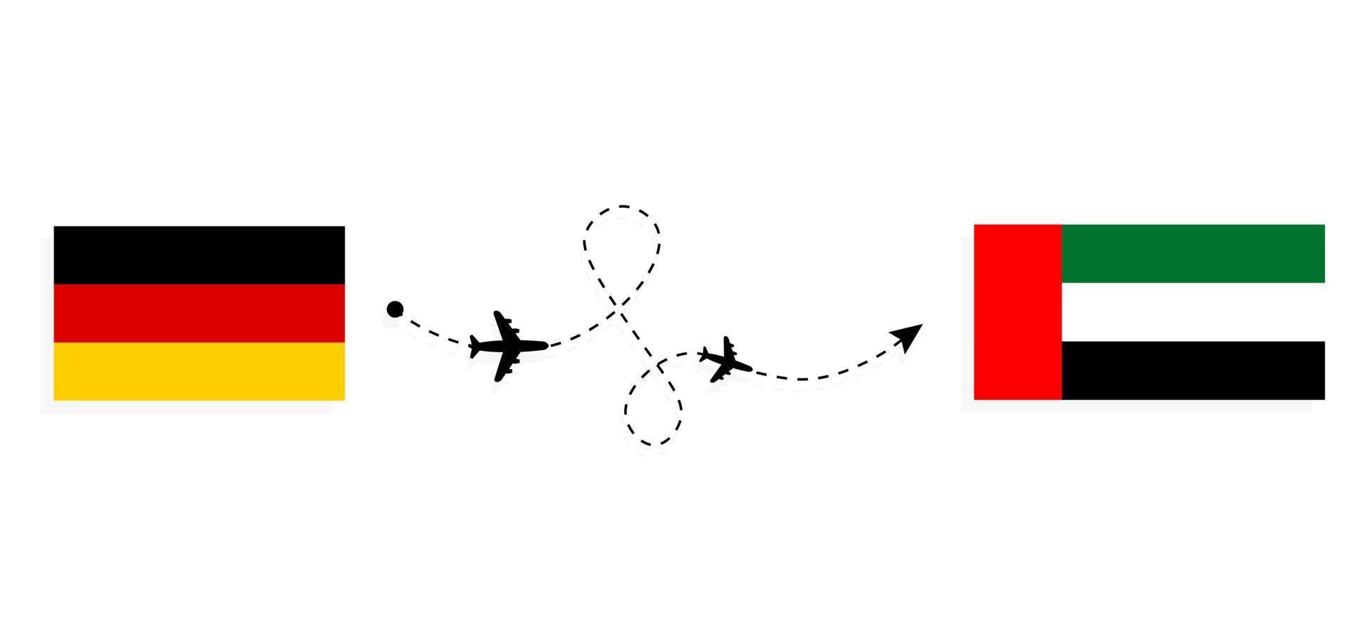 vol et voyage de l'allemagne aux émirats arabes unis par concept de voyage en avion de passagers vecteur
