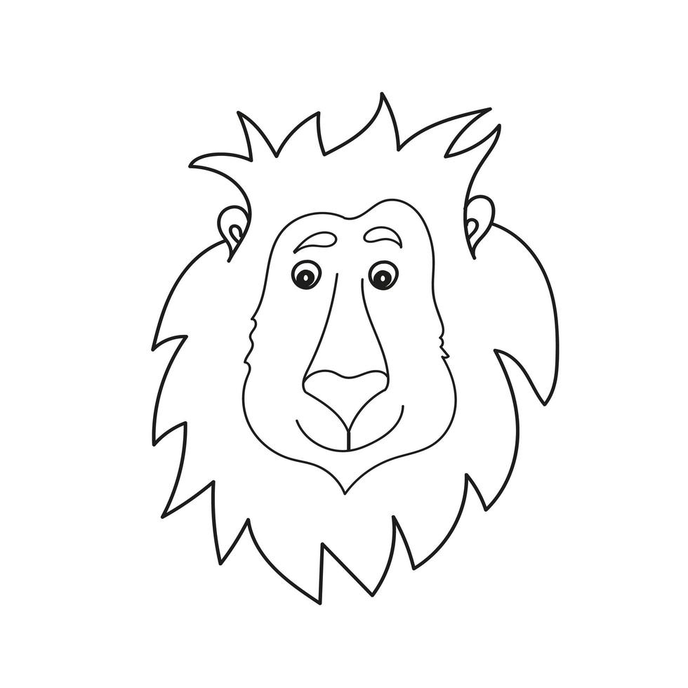coloriage simple. livre de coloriage pour les enfants. lion mignon de bande dessinée vecteur