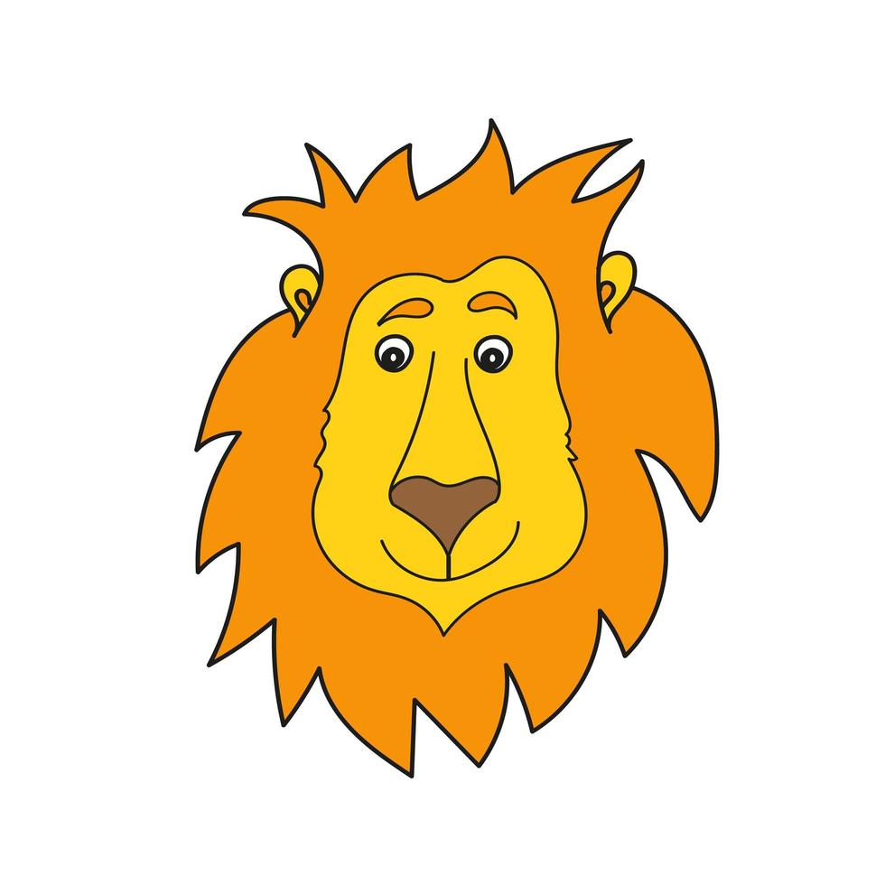 icône de dessin animé simple. lion mignon de bande dessinée vecteur