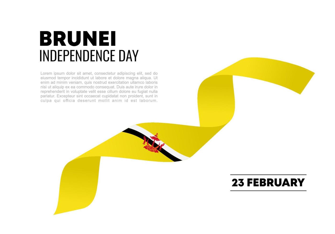 affiche de la fête de l'indépendance de brunei pour la célébration le 23 février. vecteur