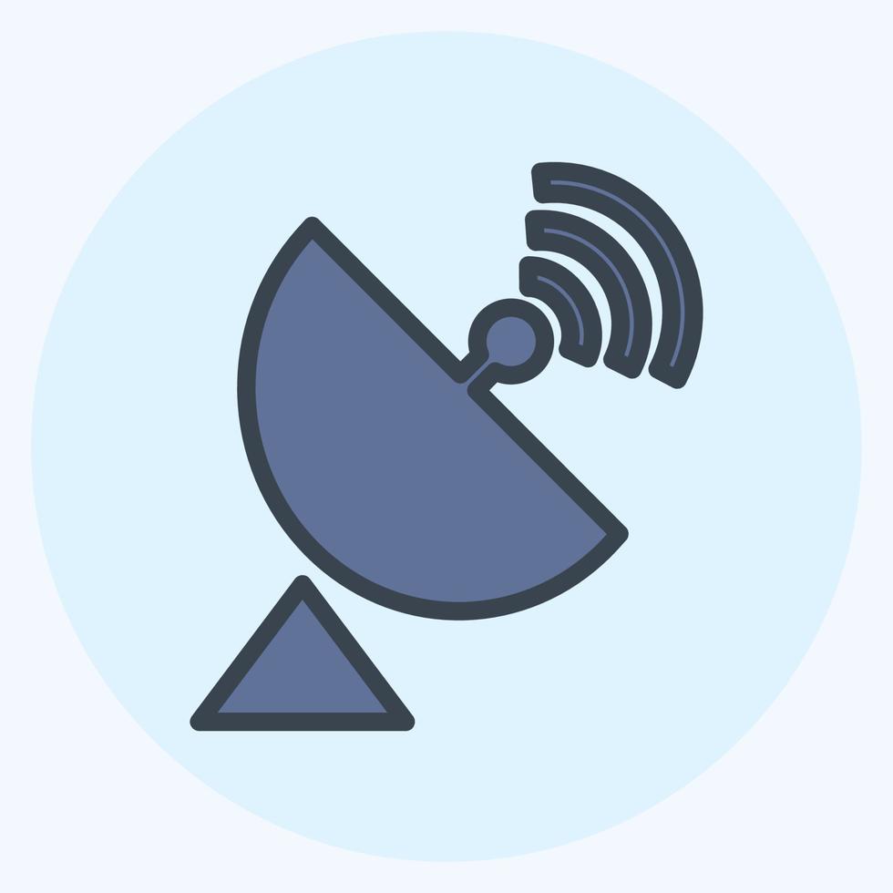 antenne parabolique icône - style de compagnon de couleur,illustration simple, trait modifiable vecteur