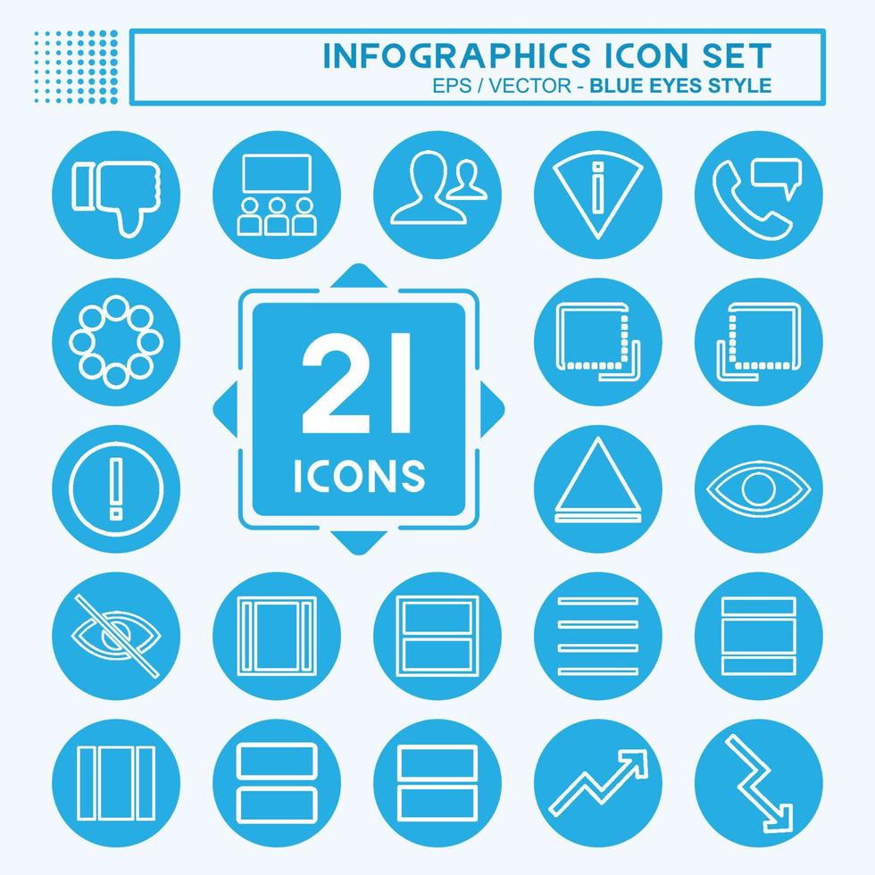 jeu d'icônes infographie - style yeux bleus - illustration simple, trait modifiable vecteur