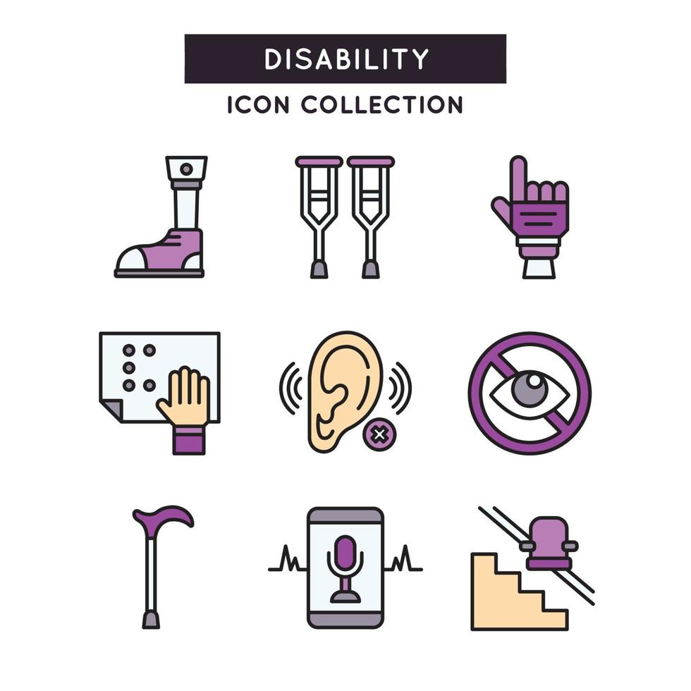 ensemble d'icônes de personnes handicapées vecteur