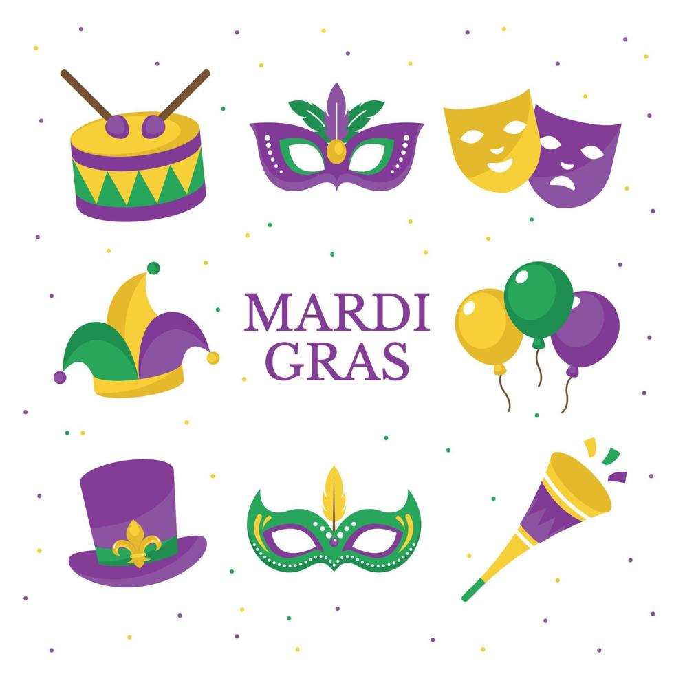 jeu d'icônes du festival du mardi gras vecteur