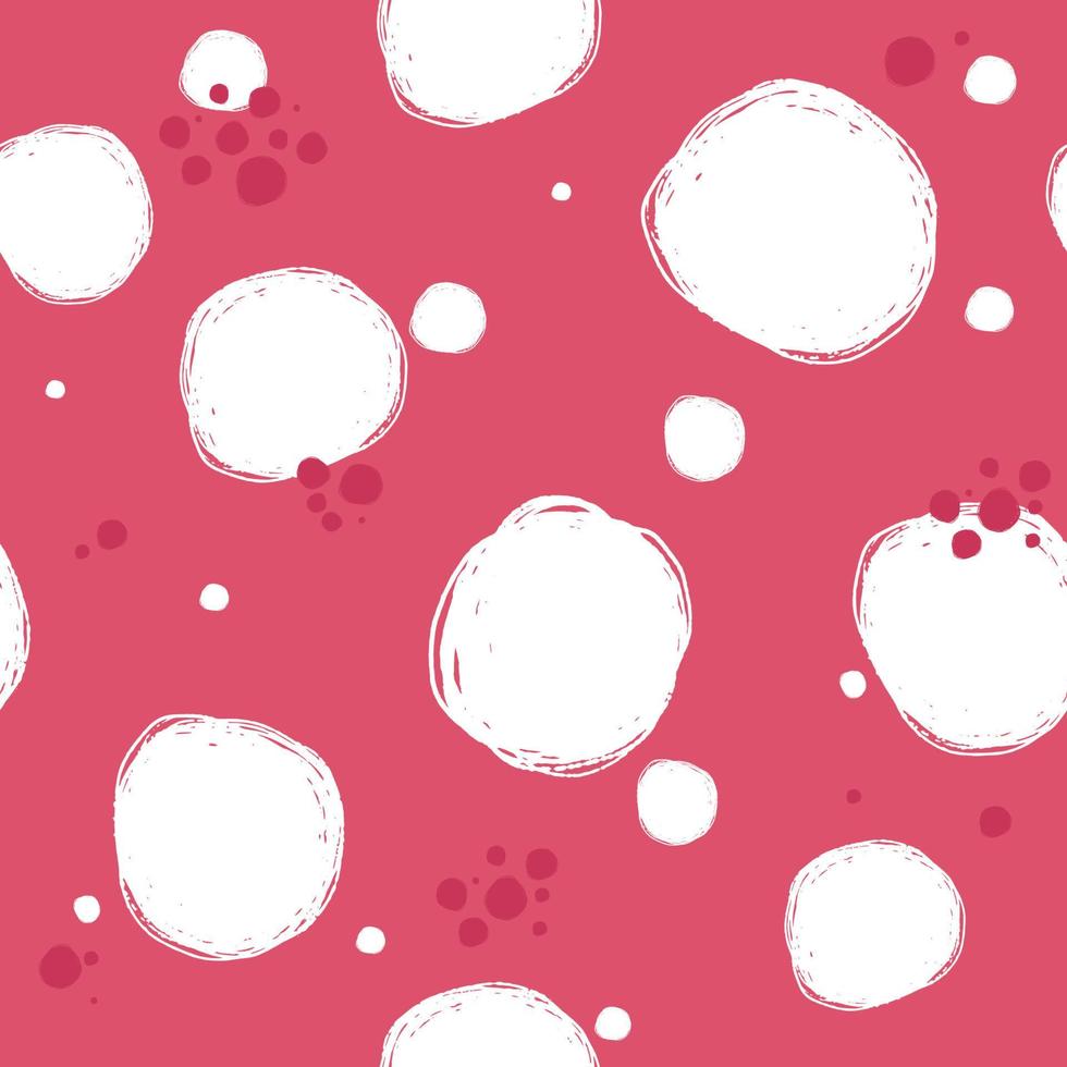 abstrait avec des formes rondes peintes. modèle sans couture avec des points dessinés à la main d'encre. texture de couleur douce pour enfants roses avec cercle. graphiques dessinés à la main. dessin animé minimaliste mignon délicat vecteur