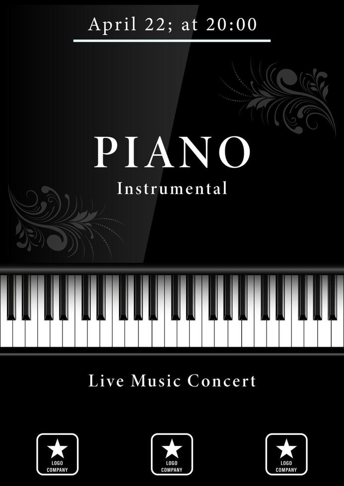 affiche verticale réaliste de concert de piano vecteur