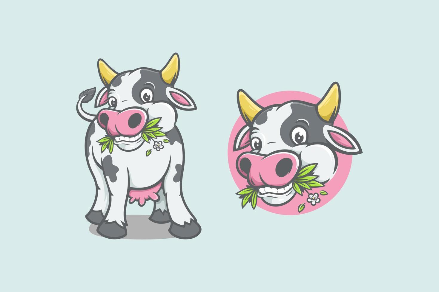 herbe à mâcher de dessin animé drôle de vache vecteur