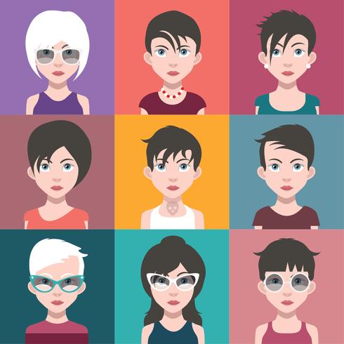 Avatars de personnes avec des arrière-plans colorés vecteur