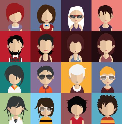 Avatars de personnes avec des arrière-plans colorés vecteur