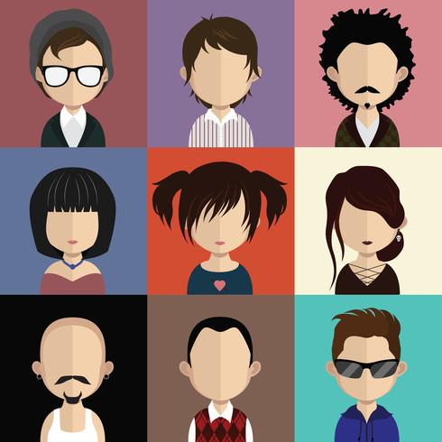 Avatars de personnes avec des arrière-plans colorés vecteur