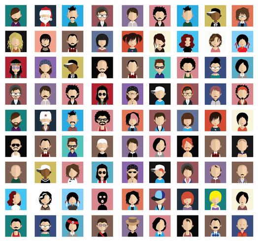 Avatars de personnes avec des arrière-plans colorés vecteur