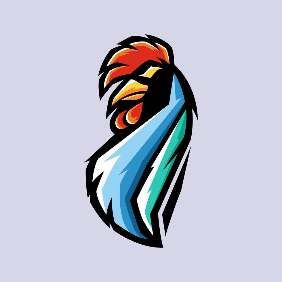 mascotte de poulet pour modèle de logo e-sport vecteur