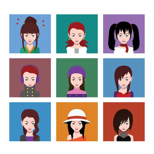 Avatars de personnes avec des arrière-plans colorés vecteur