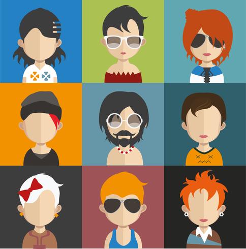 Avatars de personnes avec des arrière-plans colorés vecteur