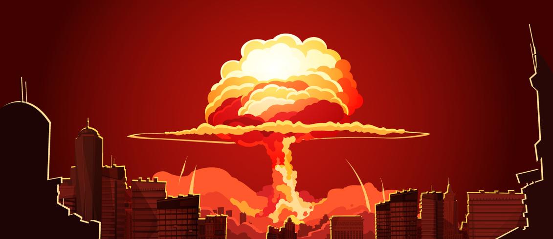 Affiche rétro de champignon d&#39;explosion nucléaire vecteur