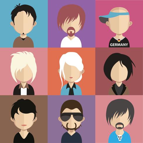 Avatars de personnes avec des arrière-plans colorés vecteur