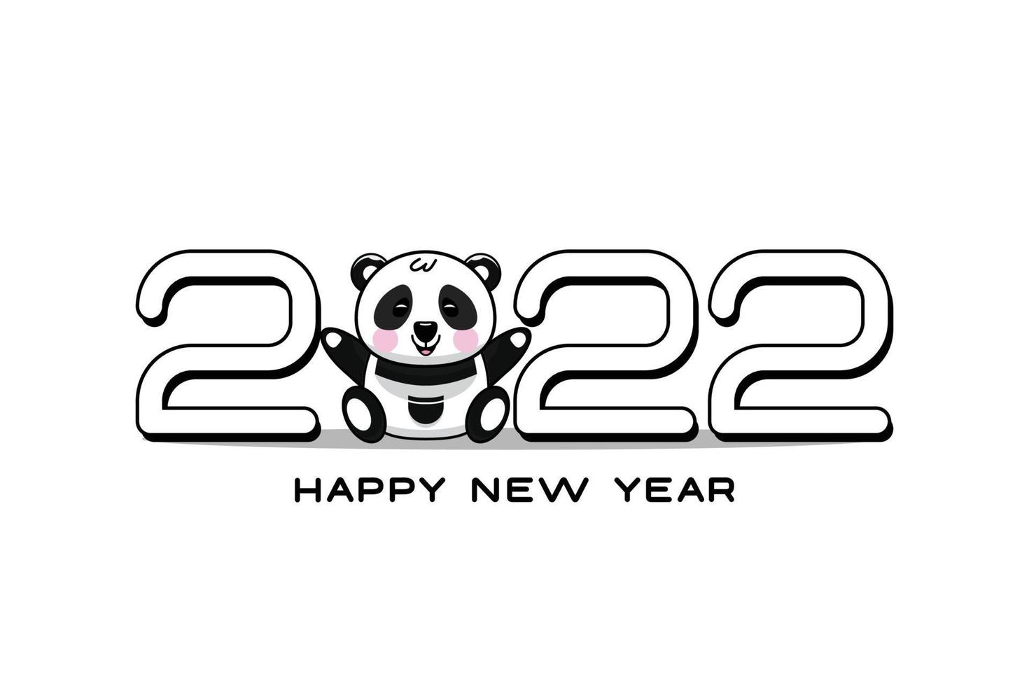 bonne année 2022. conception simple avec un thème animal panda, adaptée aux conceptions thématiques pour enfants, telles que des affiches, des bannières, des calendriers. vecteur