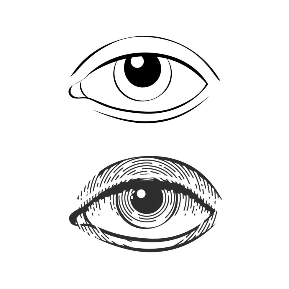 dessin au trait des yeux et style vintage gravé à la main vecteur