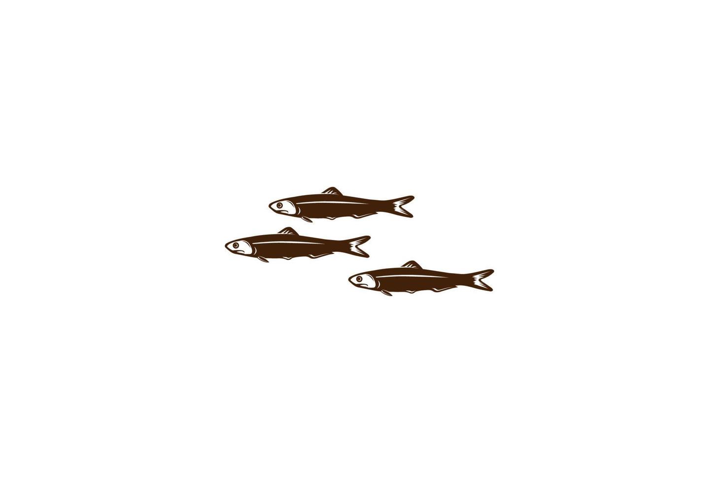 vecteur de conception de logo de poisson anchois frais vintage rustique