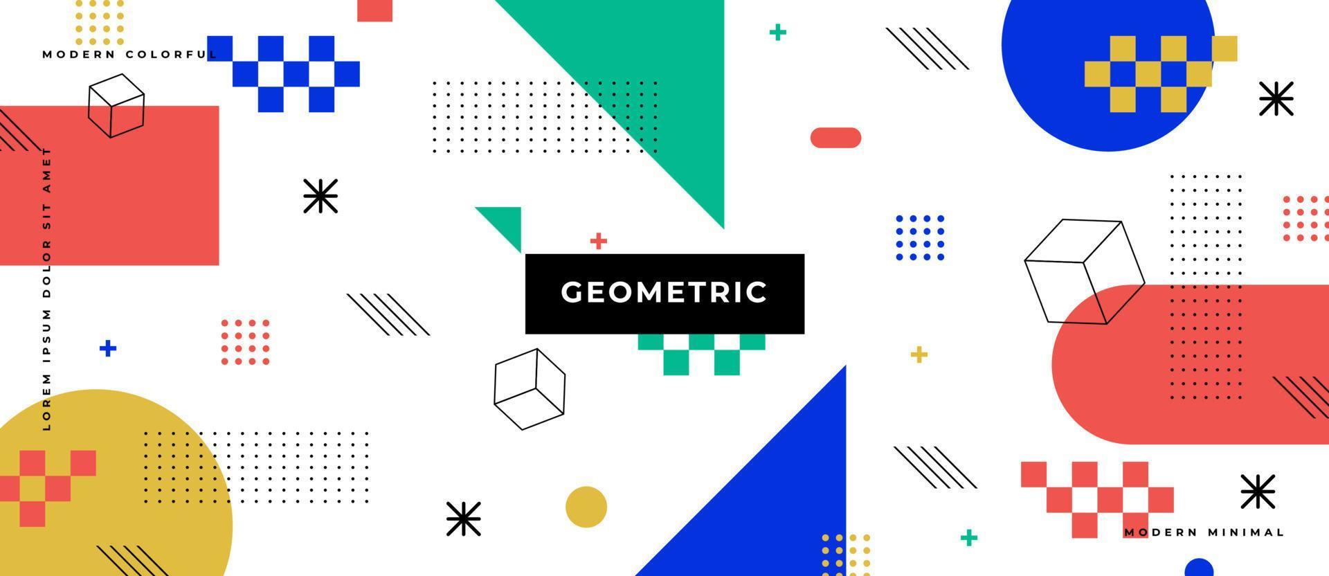 fond blanc uni avec différentes formes géométriques, ligne, illustration de points. vecteur