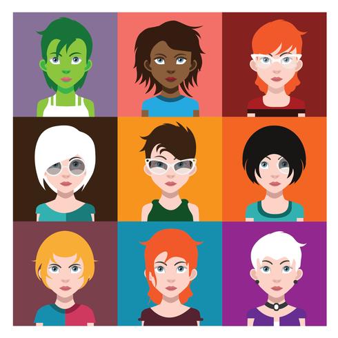 Avatars de personnes avec des arrière-plans colorés vecteur