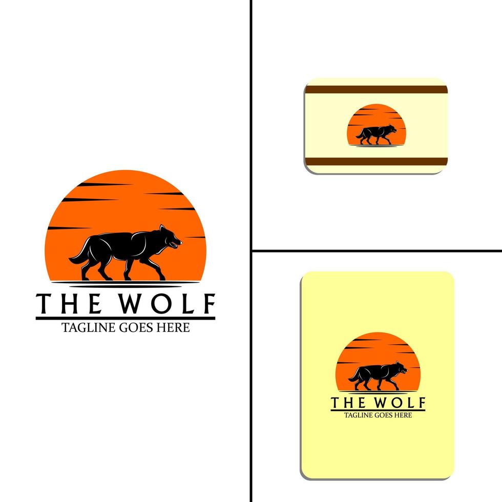 logo de silhouette de loup simple vecteur