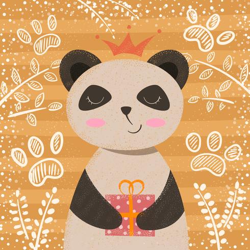 Princesse panda mignon - chaeacters de dessins animés. vecteur