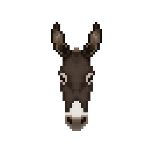 Tête d&#39;âne dans le style pixel art. vecteur