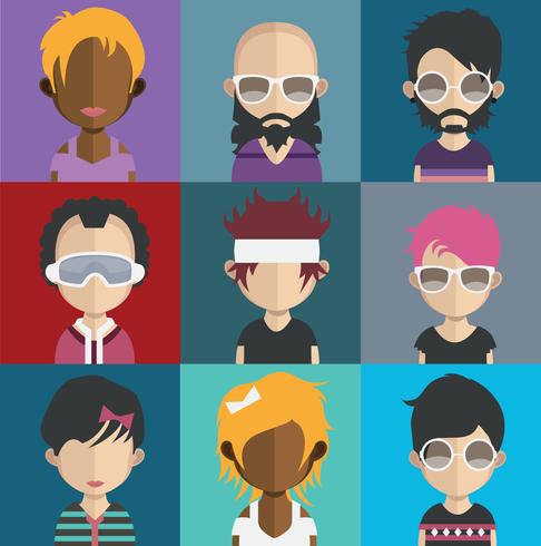 Avatars de personnes avec des arrière-plans colorés vecteur