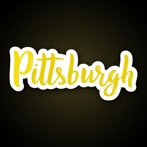 Pittsburgh - phrase de lettrage dessiné à la main. Autocollant avec lettrage en style de papier découpé. vecteur