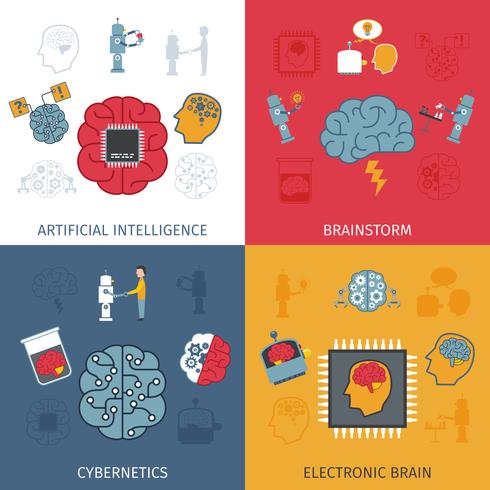 Ensemble plat d&#39;intelligence artificielle vecteur