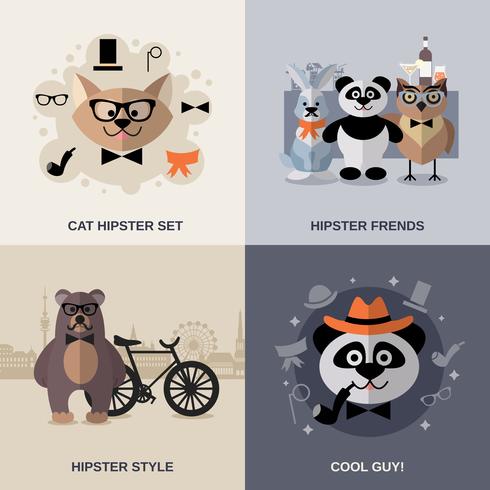 Ensemble de hipster animal vecteur