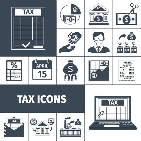 Ensemble d&#39;icônes plat taxes et frais vecteur