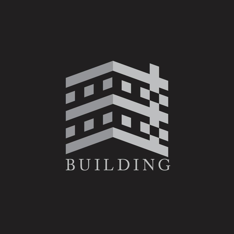 vecteur de logo de conception géométrique de grand bâtiment