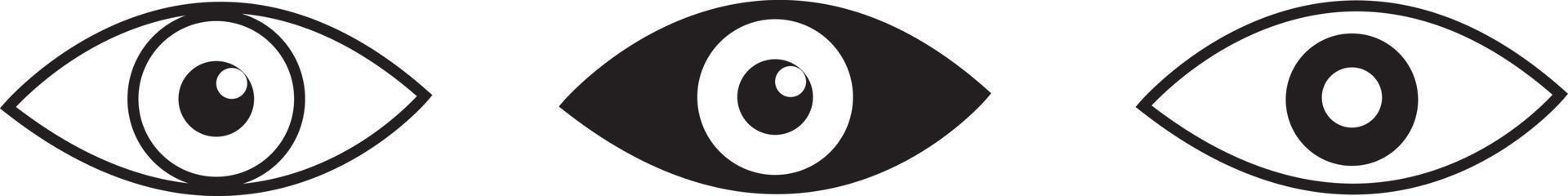 jeu d'icônes d'oeil. symbole de la vue. icônes d'oeil de balayage de rétine. collection d'yeux simples. silhouette des yeux. vecteur de stock.