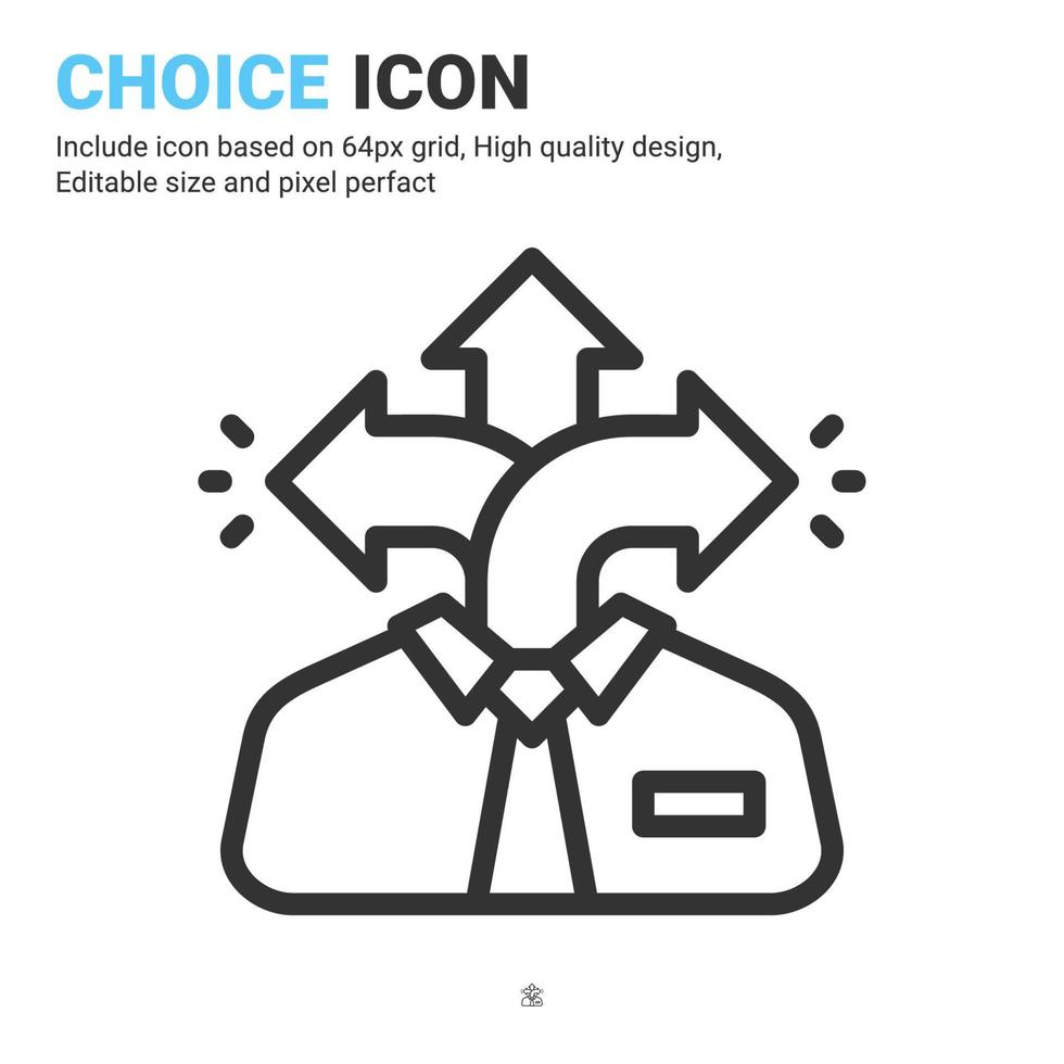 vecteur d'icône de choix avec style de contour isolé sur fond blanc. sélection d'illustrations vectorielles, concept d'icône de symbole de signe d'option pour les affaires, la finance, l'industrie, l'entreprise, les applications, le web et le projet