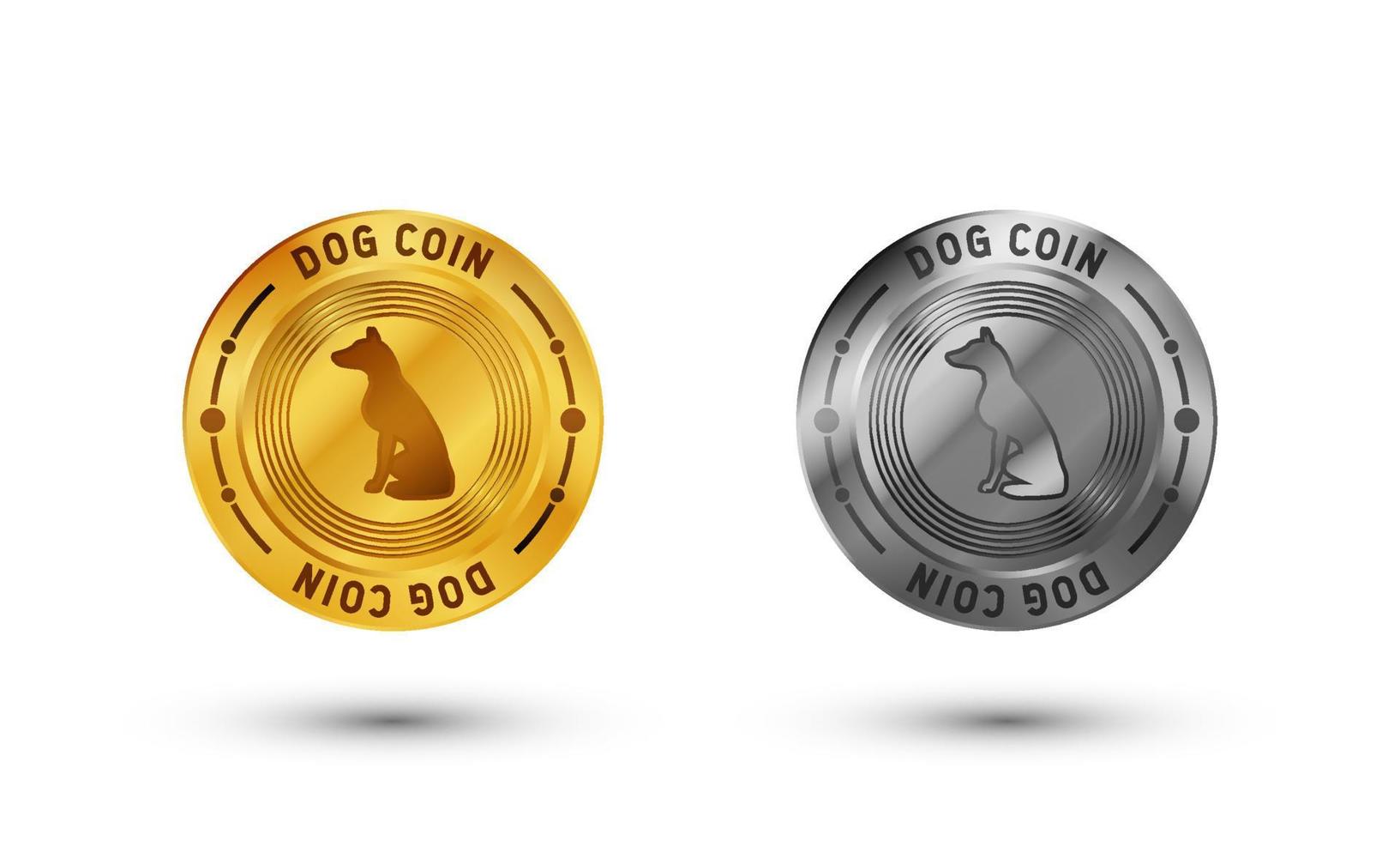 vecteur de pièce de monnaie de chien. avec de l'or, du platine et de l'argent sur une forme de cercle. illustration de luxe et premium