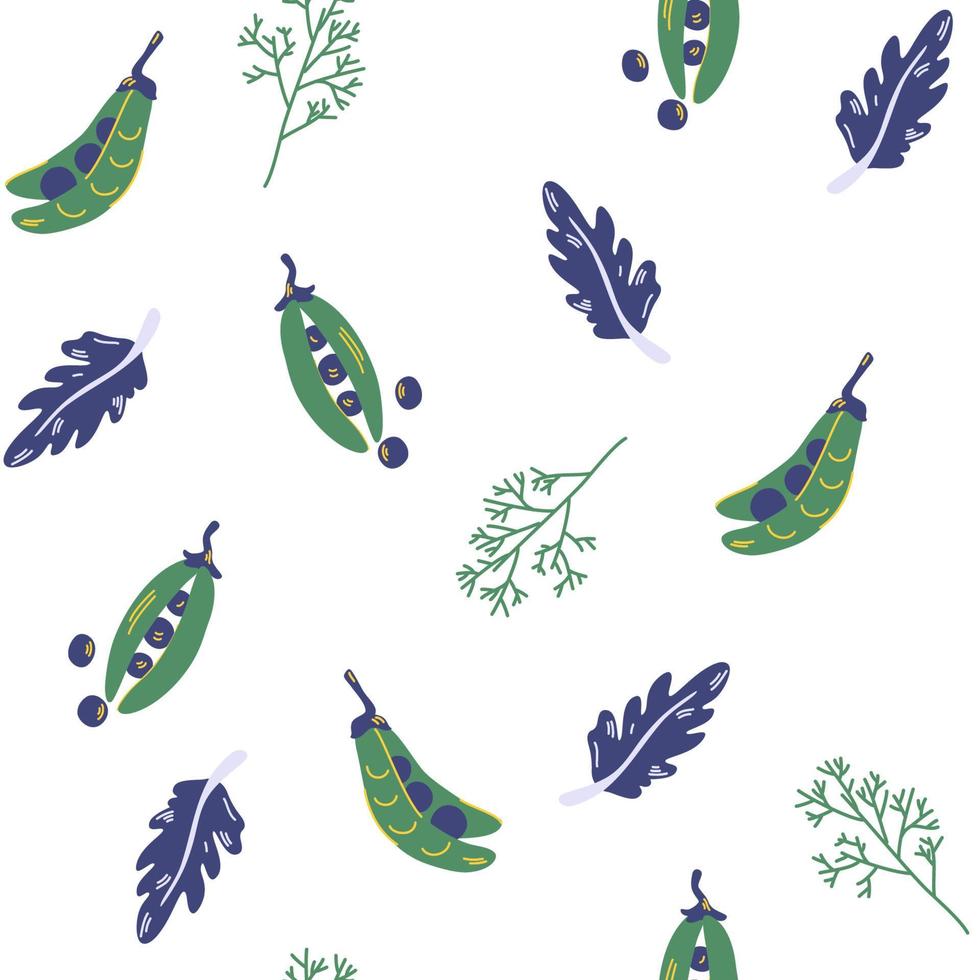 modèle sans couture de pois verts. les légume. cuisson. parfait pour l'arrière-plan, la texture, le motif d'emballage ou le menu. vecteur de dessin animé main dessiner illustration.