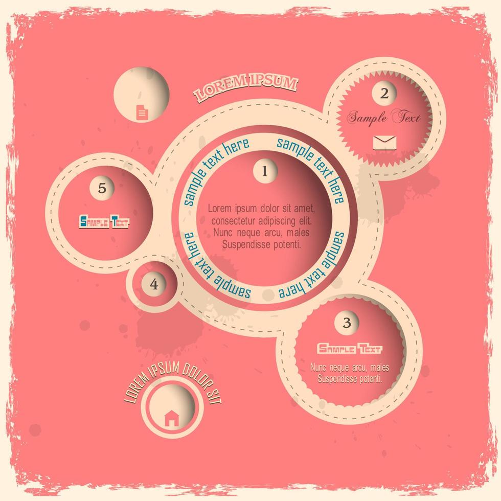 bulles de conception web rose dans un style vintage vecteur