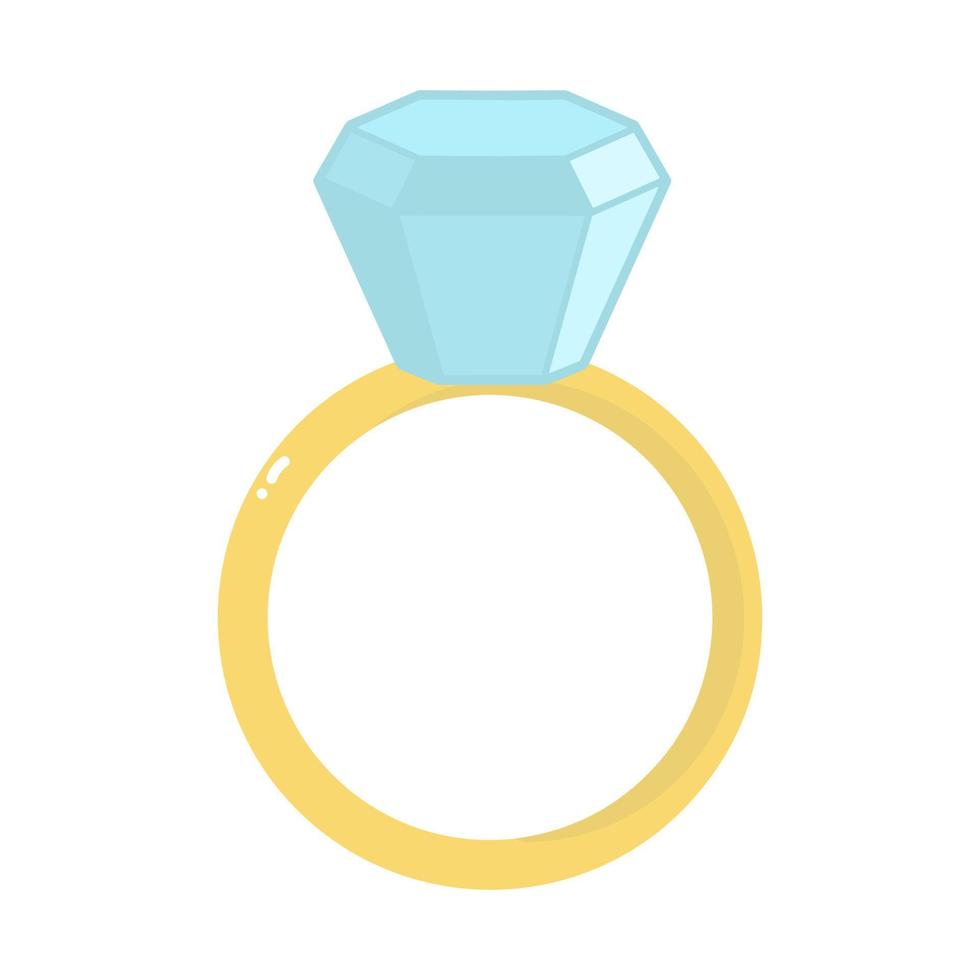 alliance en or avec diamant. une pièce élégante ou un bel accessoire pour demande en mariage et cérémonie de mariage. illustration vectorielle colorée. vecteur