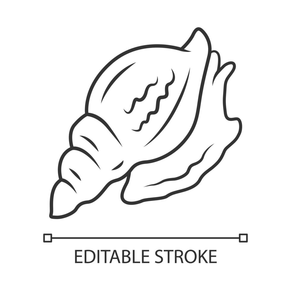 icône linéaire triton. gros mollusque à coquille spiralée. coquillage tropical. habitant sous-marin. créature marine. illustration de la ligne mince. symbole de contour. dessin de contour isolé de vecteur. trait modifiable vecteur