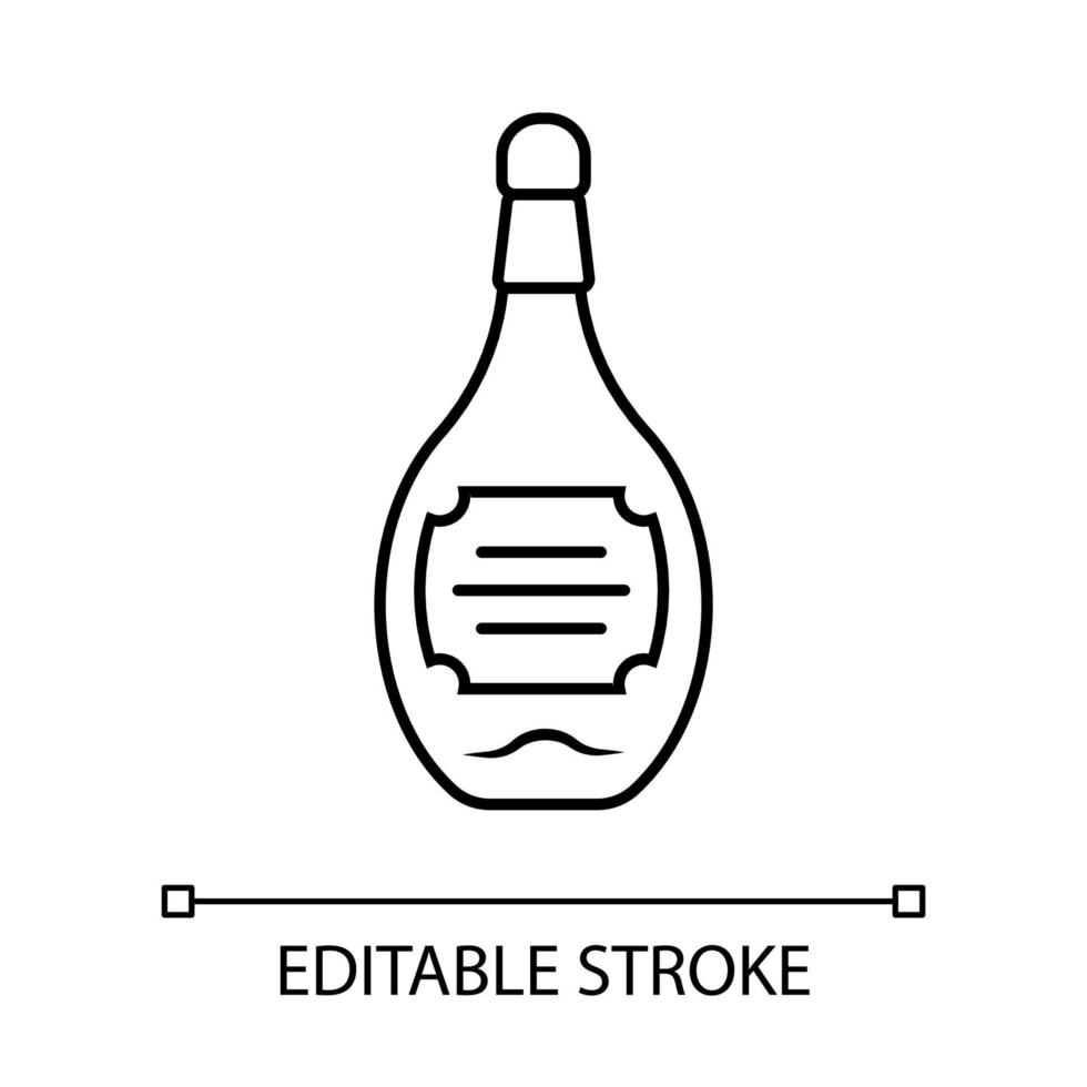 bouteille en verre de vin, whisky, icône de couleur rhum. boisson alcoolisée locale, boisson. verres à pied au bar, café. illustration de la ligne mince. symbole de contour. dessin de contour isolé de vecteur. trait modifiable vecteur