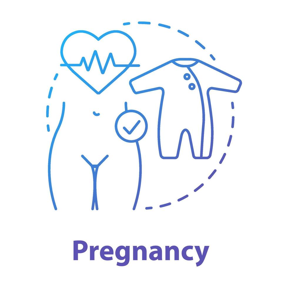 icône de concept de dégradé bleu de grossesse. illustration de ligne mince idée maternité. soins prénatals, soins de santé des femmes. fertilité, système reproducteur. vêtements de bébé. dessin de contour isolé de vecteur