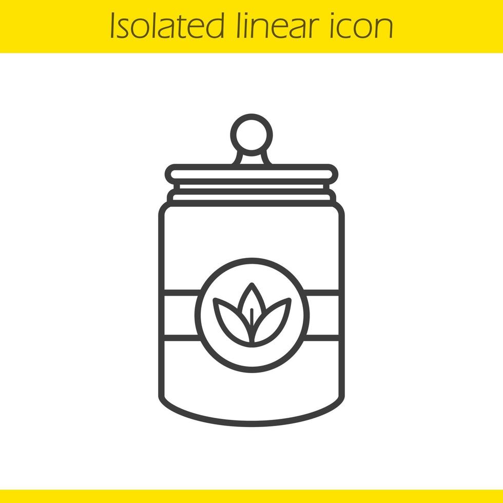 icône linéaire de pot de thé. illustration de fine ligne de feuilles de thé en vrac. symbole de contour de récipient à thé. dessin de contour isolé de vecteur